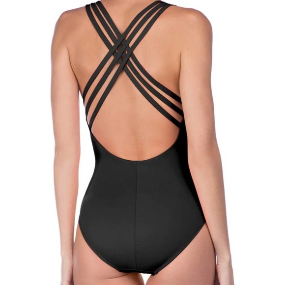 La Blanca Women's Island Goddess Multi Strap Cross Back One Piece Swimsuit 16 - Picture 2 of 4